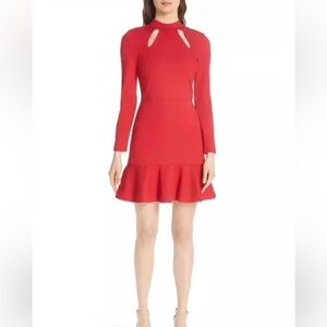 Alice + Olivia Marisela Mock Neck Cutout Mini Dress Size 0 Red NWT